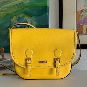 Lauren Ralph Lauren Yellow Leather Crossbody Messenger Bag